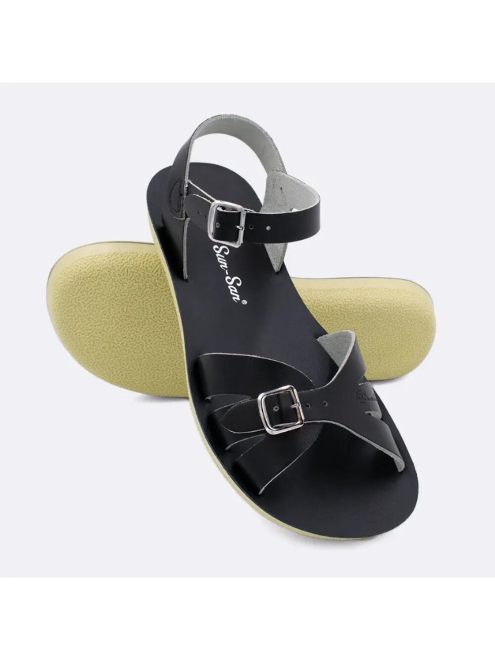 Salt Water Sun-San Boardwalk Women's Black Sandals, Size 6